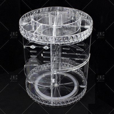 Organizador giratório transparente de acrílico com compartimentos circulares