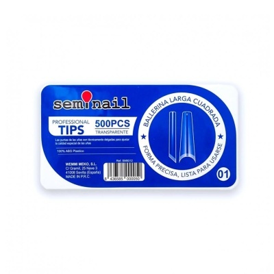 Embalagem azul e branca de pontas para unhas sem nail 500 unidades