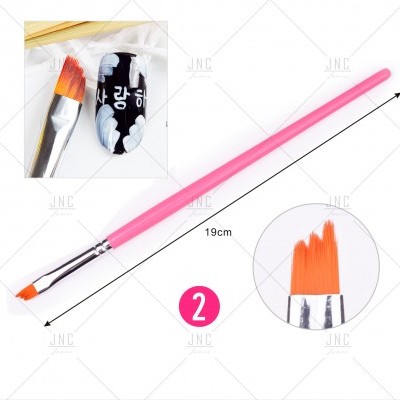 Pincel para unhas rosa com cerdas laranja chanfradas