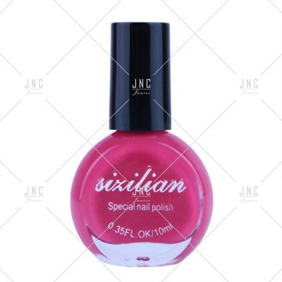 Esmalte de unhas rosa da marca JNC com tampa preta