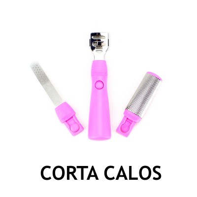 Conjunto de ferramentas para calos cor rosa com metal