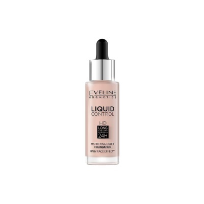 Frasco de base líquida Eveline Cosmetics Liquid Control com conta-gotas