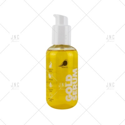 Frasco amarelo translúcido com tampa de doseador branco de Gold Serum