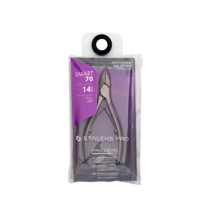 Alicate de unhas Staleks Pro Smart 70 embalagem roxa preta e transparente
