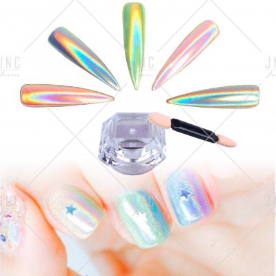 amostras unhas postiças holográficas com recipiente e aplicador