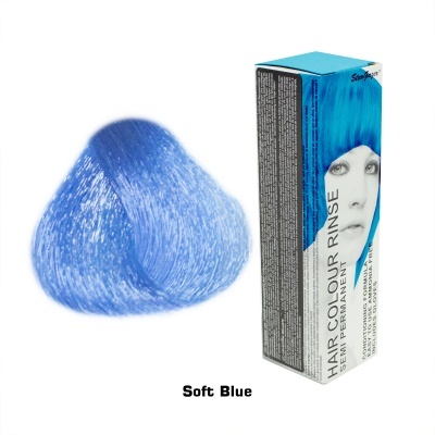 Conjunto de coloração para cabelo azul suave com caixa e amostra de cor