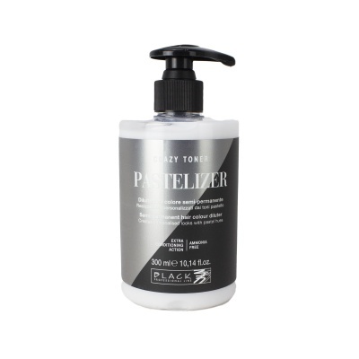 Frasco de produto pastelizador para cabelo branco e preto com doseador