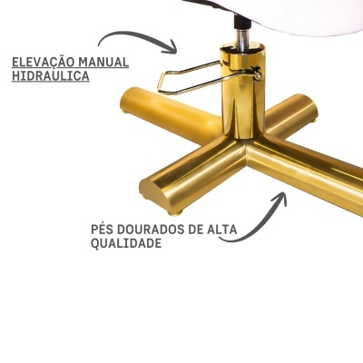 Base dourada de cadeira com elevação manual hidráulica