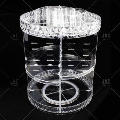 Expositor rotativo transparente de acrílico com compartimentos circulares