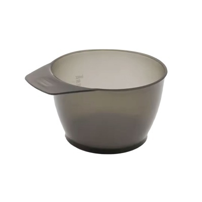 Tigela medidora plástica translúcida cinzenta com pega larga
