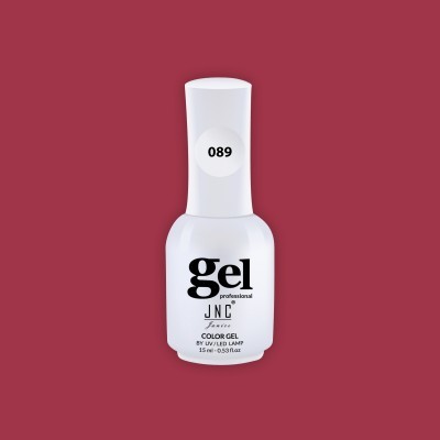 Frasco branco de verniz gel para unhas com texto e número 089
