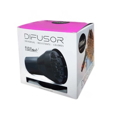 Caixa de difusor universal preto em embalagem branca com rosa