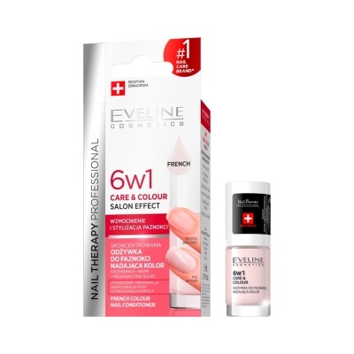Embalagem e frasco de concentrado para unhas Eveline Cosmetics 6w1 French Colour Nail Conditioner