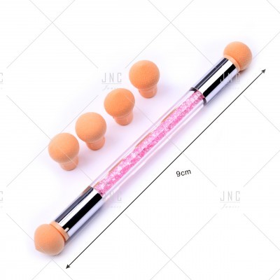Esponja para nail art com glitter e esponjas adicionais cor de pele