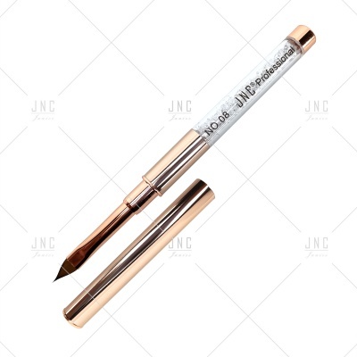 Pincel de unhas JNC Professional Nº08 com cabo prateado e corpo metálico dourado