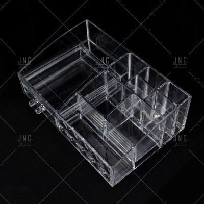 Organizador transparente em acrílico com múltiplos compartimentos