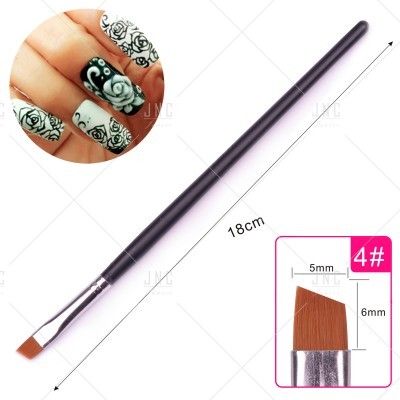 Pincel para nail art com cerdas anguladas e cabo preto de 18cm