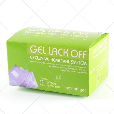 Caixa verde de wraps para remoção de gel polish Gel Lack Off