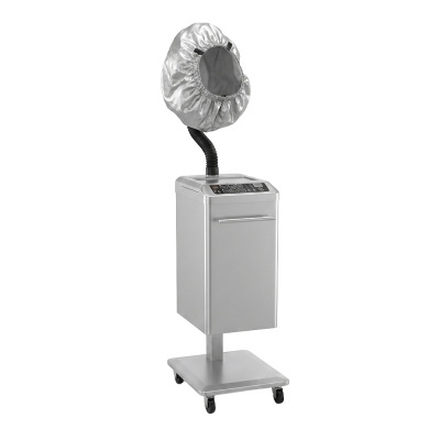 Máquina de secar cabelo prateada com capuz ajustável e base móvel