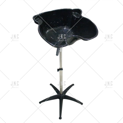 Lavatório profissional de cabeleireiro preto com base e coluna regulável