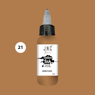 Frasco de tinta para tatuagem JNC Tattoo Ink cor Dark Flesh 1 oz com tampa preta e bico aplicador