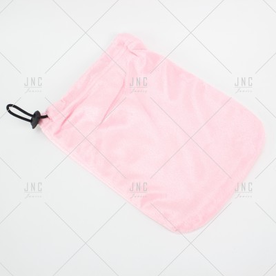 Saco rosa de tecido macio com fecho ajustável preto