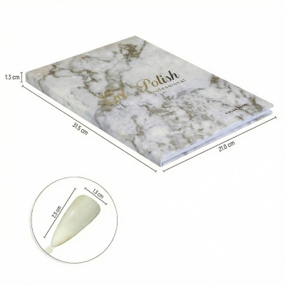 Livro de amostras de gel para unhas com capa mármore cinza e branco