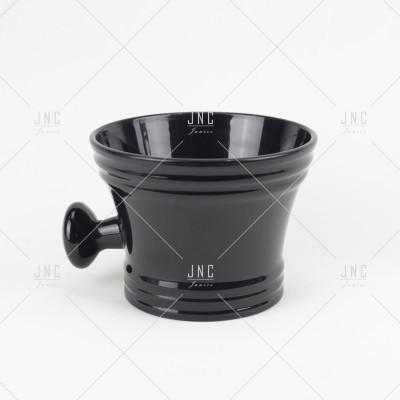Taça de barbear negra em cerâmica com pega lateral