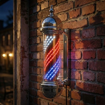 Luminária de parede para barbearia com faixas LED coloridas em espiral