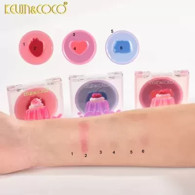 Três sombras coloridas KEVIN&COCO e amostras numeradas no braço