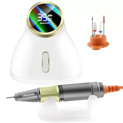 Aparelho elétrico para manicure com visor digital e brocas coloridas