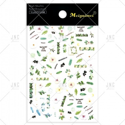 Adesivos para unhas com desenhos de flores e folhas coloridas