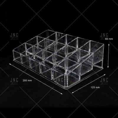 Organizador acrílico transparente com 20 compartimentos em fundo preto
