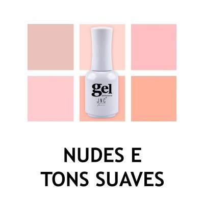 Frasco de verniz gel branco com fundo em tons nude suaves
