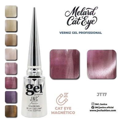 Verniz gel profissional JNC Janice em várias cores metálicas Cat Eye Magnético com frasco prateado