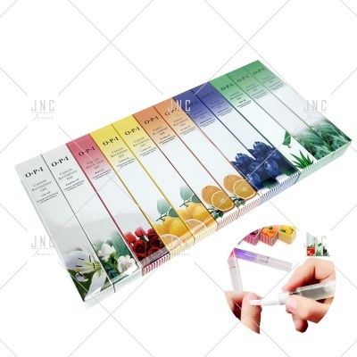 Conjunto de canetas de gel aromáticas O·P·I PROFESSIONAL com embalagens coloridas e imagens de frutas.