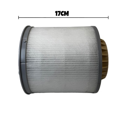 Filtro cilíndrico branco e cinzento com medida 17CM