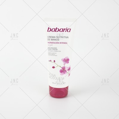 Tubo de creme nutritivo de mãos Babaria com rosa mosqueta