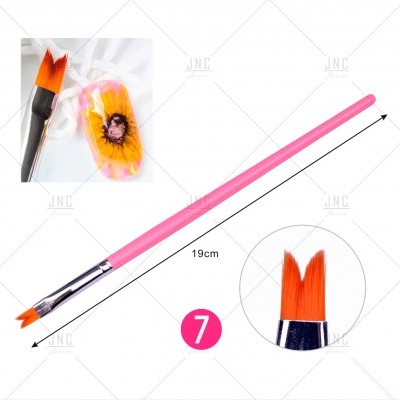Pincel de pintura rosa com cerdas laranja em forma dupla, 19 cm, número 7