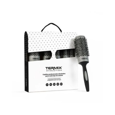 Escovas de cabelo profissionais Termix Evolution com cabo preto e corpo metálico perfurado