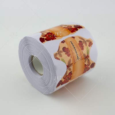 Rolo de adesivos para unhas com padrão floral laranja e vermelho