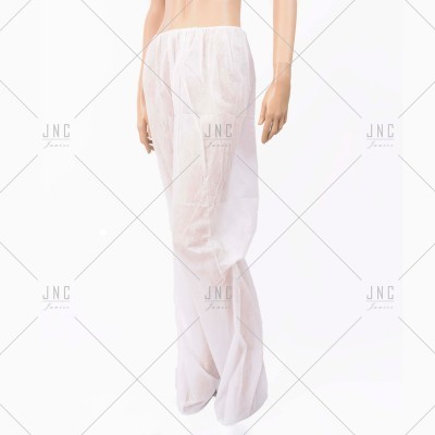 Calças descartáveis brancas leves com cintura elástica