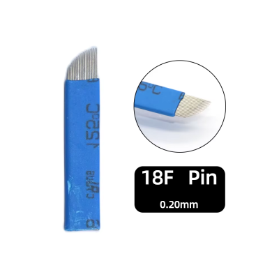Lâmina azul com agulhas finas metálicas, texto 18F Pin 0.20mm