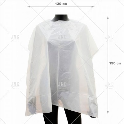 Capa plástica transparente para cabeleireiro em manequim, com medidas 120x130 cm