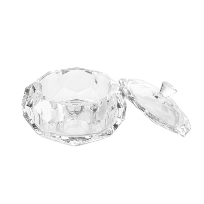 Pote de vidro faceteado com tampa removível