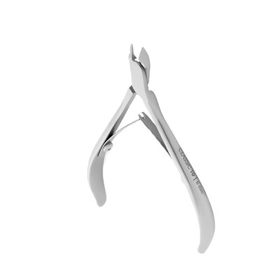 Alicate de cutícula metálico prateado com mola entre alças