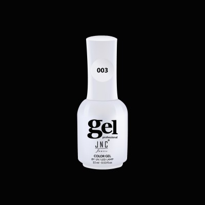 Frasco branco de verniz gel profissional com número 003