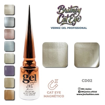 Frasco de verniz gel profissional JNC Janice com amostras de cores e efeito cat eye magnético
