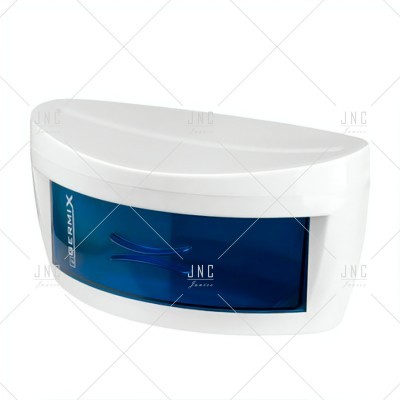 Doseador de cera branco com janela azul e inscrições