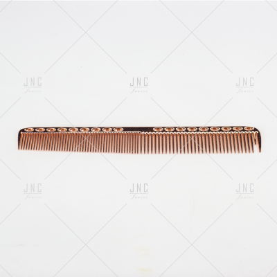 Pente de cabelo castanho com padrão floral laranja e branco